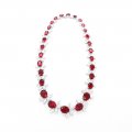 Temperamental luxury pigeon blood red cultured ruby ??necklace S925 silver synthetic zircon inlay