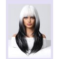New Gradient Color High-level Medium-length Curly Hair summer Dopamine wig