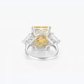 925 sterling silver European and American luxury atmosphere fashion colorful yellow ring inlaid with imported high carbon diamon