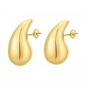 Hollow water drop earrings 18K gold glossy lightweight stud earrings
