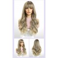 Long Hair Big Wave Air Bangs Gradient Color Full Head wig