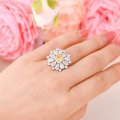 Exquisite and beautiful vivid yellow S925 sterling silver ring inlaid with flower shape high-end female ring