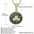Basketball Celtics Team Pendant Copper Inlaid Zircon Four-Leaf Clover Round Fan Memorial Hip-Hop Necklace