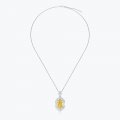 High Quality S925 Silver Fancy Yellow Sugar Cube Shape Pendant Women's Necklace