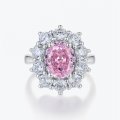 Hot sale new style ice flower cut vivid pink high carbon diamond S925 sterling silver ring