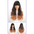 Long Hair Big Wave Air Bangs Gradient Color Full Head wig