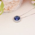New S925 Silver Royal Blue Women's Vintage Necklace