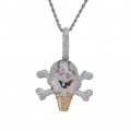 Hip-hop full diamond colorful pirate ice cream couple pendant copper inlaid zircon European and American men's necklace