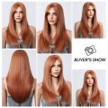 Medium Length Straight Orange Wig