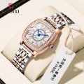 Chenxi Wine Barrel Square Fashion Watch Women Waterproof Digital Calendar Quartz Strap Diamond Genuine Leather Women's Watch