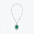 High Quality S925 Silver Synthetic Emerald Pendant Universal Buckle Chain Women's Necklace