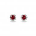 High-grade earrings 925 silver colored gemstone pigeon blood round literary retro women's earrings