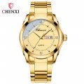 Chenxi fashion couple watch dual calendar with diamond steel strap men's and women's quartz watch