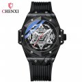 CHENXI Geometric Prismatic Rivet Cool Watch Calendar Silicone Luminous Waterproof Men's Quartz Watch