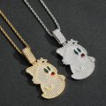 Cartoon ghost pendant T square zircon personality full diamond men's hip-hop necklace