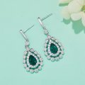 New arrival Retro and noble 925 silver cultured emerald female gemstone earrings
