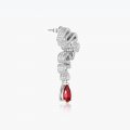925 silver synthetic zircon earrings high-end luxury inlaid pigeon blood red earrings personality style earrings