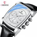 CHENXI New Multi-function Sports Watch Men's Genuine Leather Rectangular Waterproof Luminous Quartz Watch