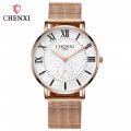 Chenxi stainless steel mesh strap couple watch men and women thin Roman fashion waterproof quartz watch