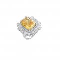 Luxurious and atmospheric vivid yellow S925 sterling silver ring inlaid with imported high-carbon diamonds high-grade female rin
