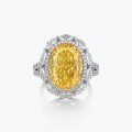 New S925 silver hypoallergenic light luxury ice flower cut vivid yellow female ring