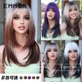New Gradient Color High-level Medium-length Curly Hair summer Dopamine wig