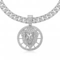 Full diamond lion head pendant retro domineering gold-plated Cuban chain hip-hop accessories