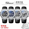 Chenxi transparent bottom multifunctional watch true three-eye calendar chronograph luminous waterproof trendy quartz watch