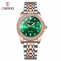 Chenxi new watch for women fashion diamond magnifying glass calendar luminous waterproof steel strap watch