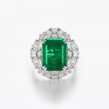 High-end Fashion Wood Green 925 Sterling Silver Jewelry Emerald Halo Ring