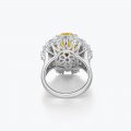 New S925 silver hypoallergenic light luxury ice flower cut vivid yellow female ring