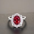 Luxury atmospheric synthetic pigeon egg ruby ??ring female 925 silver