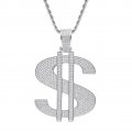 Large full diamond dollar pendant real gold electroplated copper inlaid zircon personality hiphop street style hip hop brand dec