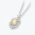 High Quality S925 Silver Fancy Yellow Sugar Cube Shape Pendant Women's Necklace