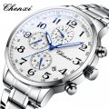 Chenxi multifunctional men's watch real three-eye six-pin calendar timing steel belt manufacturer quartz watch