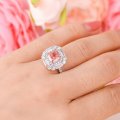 High Quality 925 Sterling Silver Luxury 2CT High Carbon Diamond Ring Sunset Yellow Paraiba Diamond Rhodium Plated Gold Ring