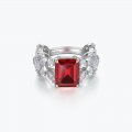 S925 silver hypoallergenic ring European and American style light luxury style red female ring
