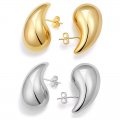 Hollow water drop earrings 18K gold glossy lightweight stud earrings