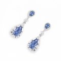 Light luxury high-grade water drop blue high carbon diamond S925 silver female temperament earrings blue earrings