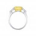 925 sterling silver fancy yellow square chamfered ice flower cut two-color electroplated zircon ring