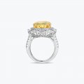 New S925 silver hypoallergenic light luxury ice flower cut vivid yellow female ring