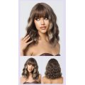 Gradient Color Bangs Short Curly Hair Wool Curls Natural Layers Lazy wig