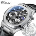 Chenxi transparent bottom multifunctional watch true three-eye calendar chronograph luminous waterproof trendy quartz watch