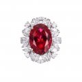 Luxury atmospheric synthetic pigeon egg ruby ??ring female 925 silver