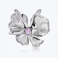 High-end brooch elegant flower shape 925 silver inlaid pink zircon niche personality brooch