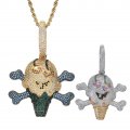 Hip-hop full diamond colorful pirate ice cream couple pendant copper inlaid zircon European and American men's necklace