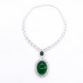 High quality S925 silver hot sale Muzo green emerald green retro style inlaid necklace