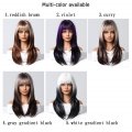 New Gradient Color High-level Medium-length Curly Hair summer Dopamine wig