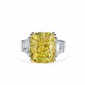 Luxury jewelry Fancy yellow fat square ice flower cut two-color electroplated high carbon diamond 925 sterling silver ring