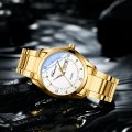 Chenxi fashion couple watch dual calendar with diamond steel strap men's and women's quartz watch